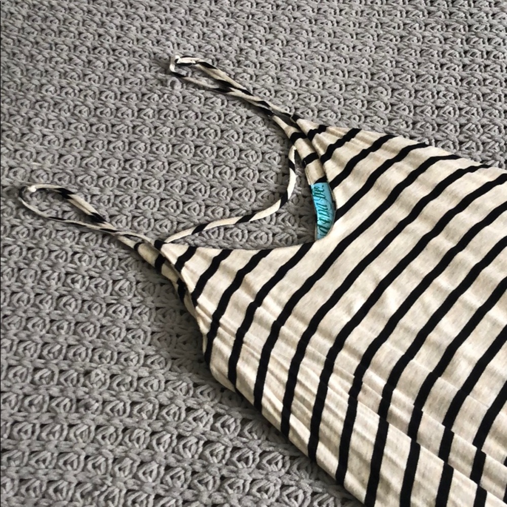 Gray and Black Striped Jersey Knit Dress